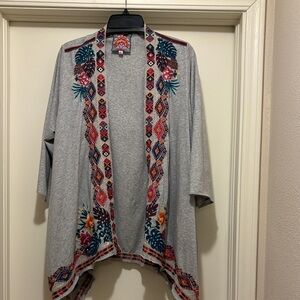 Johnny Was Gray Embroidered Jacket